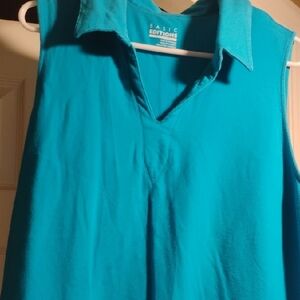 Basic Editions Women's Turquoise Sleeveless Tank